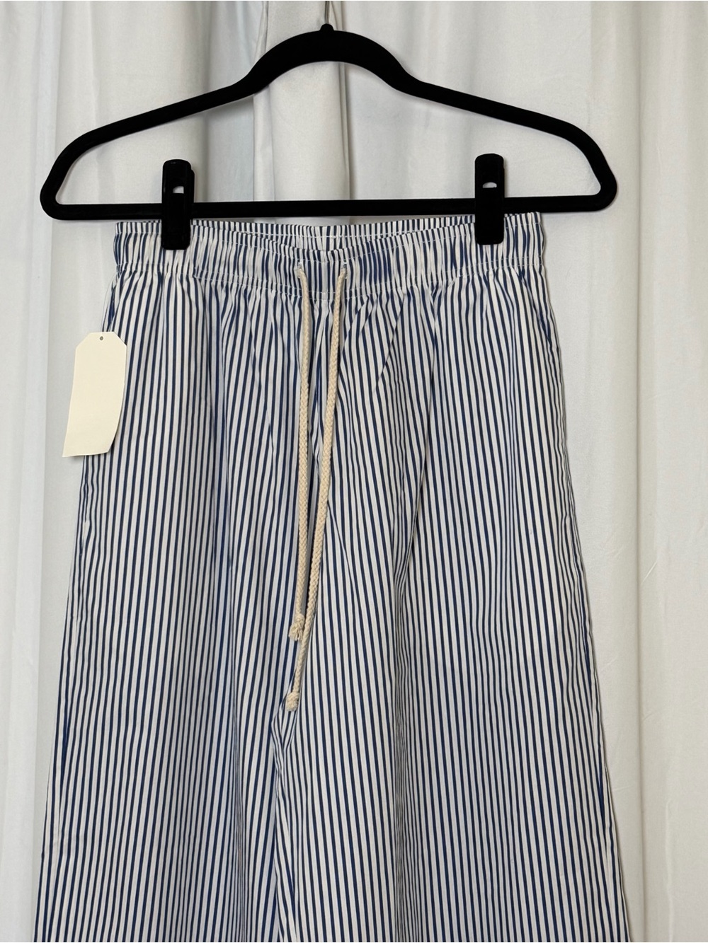 Donni Pop Pants Navy Stripe Cotton Wide Leg Pull On Pants NWT Small - Picture 5 of 12